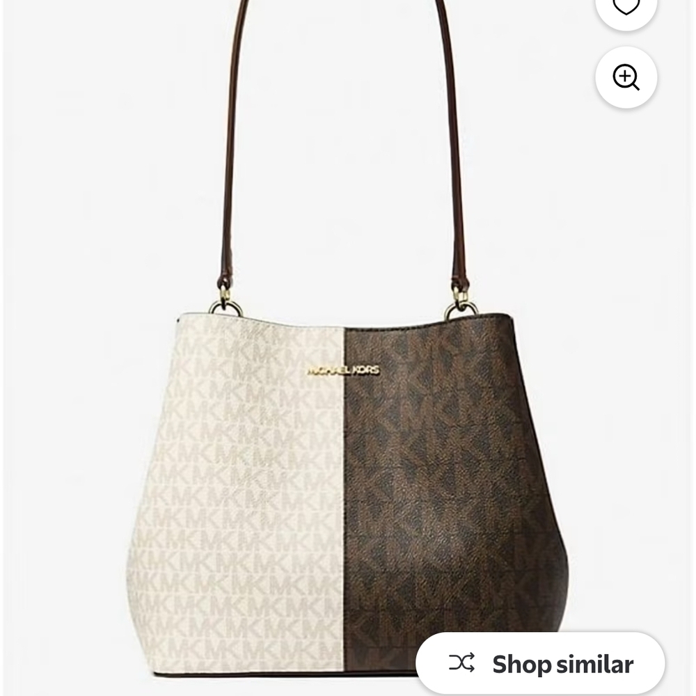 Michael Kors Cream and Brown Shoulder Bag